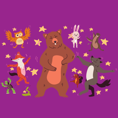 Cartoon creatures dancing
